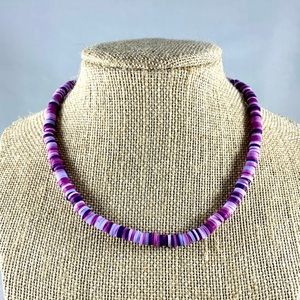 purple heishi clay bead choker
